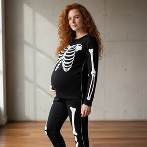 Peaberry Maternity Skeleton Halloween Outfit Costume Stretchy Size Large